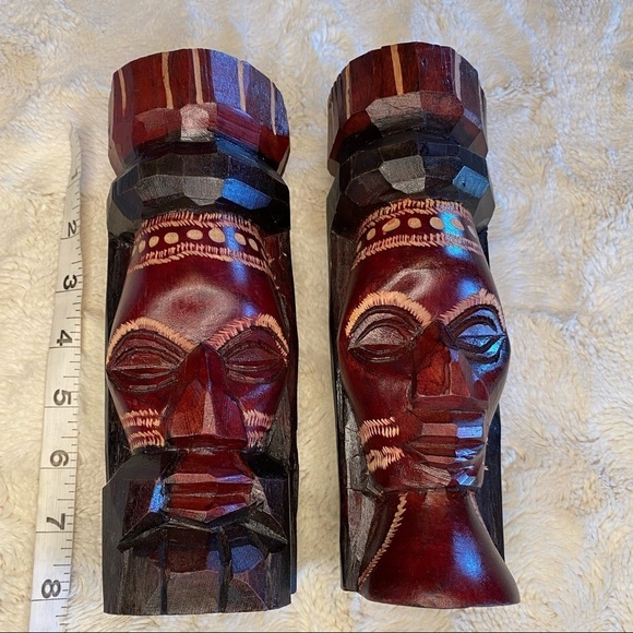 Jamaican Carved Statutes Pair of Two Man & Woman - Picture 6 of 7